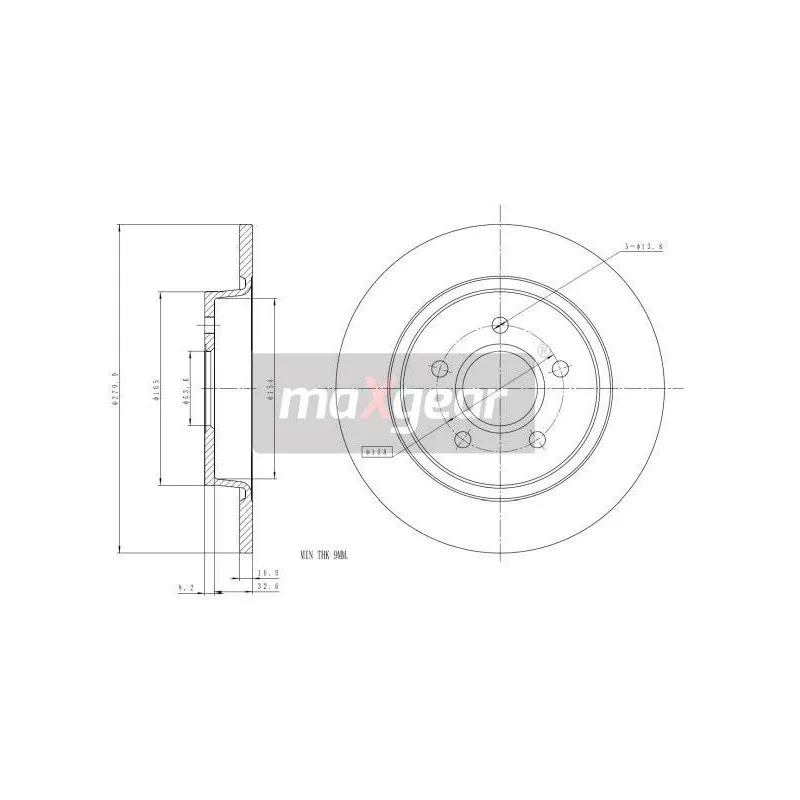 Jeu de 2 disques de frein arrière MAXGEAR 19-1205