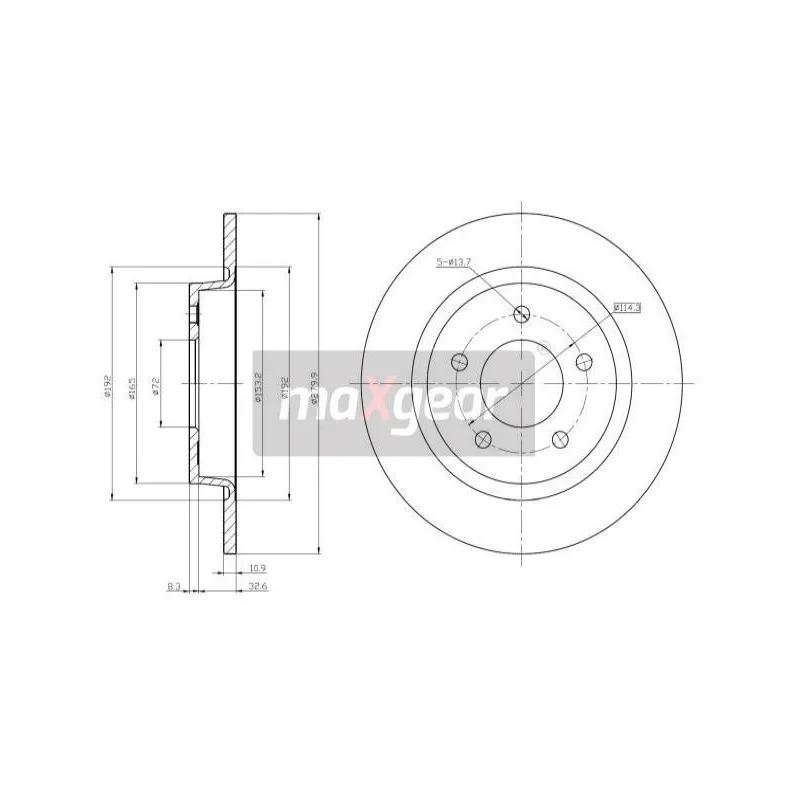 Jeu de 2 disques de frein arrière MAXGEAR 19-1206