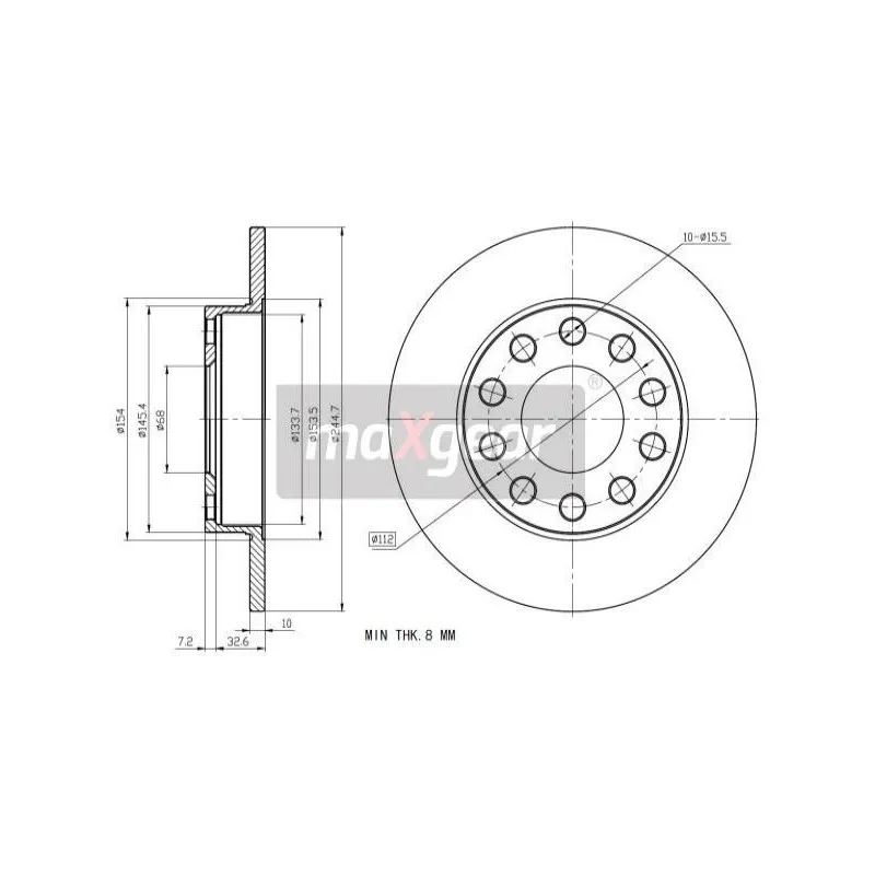 Jeu de 2 disques de frein arrière MAXGEAR 19-1213