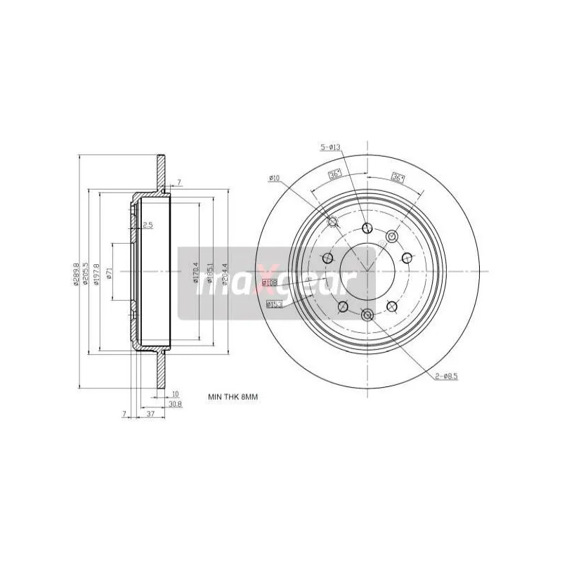 Jeu de 2 disques de frein arrière MAXGEAR 19-1215