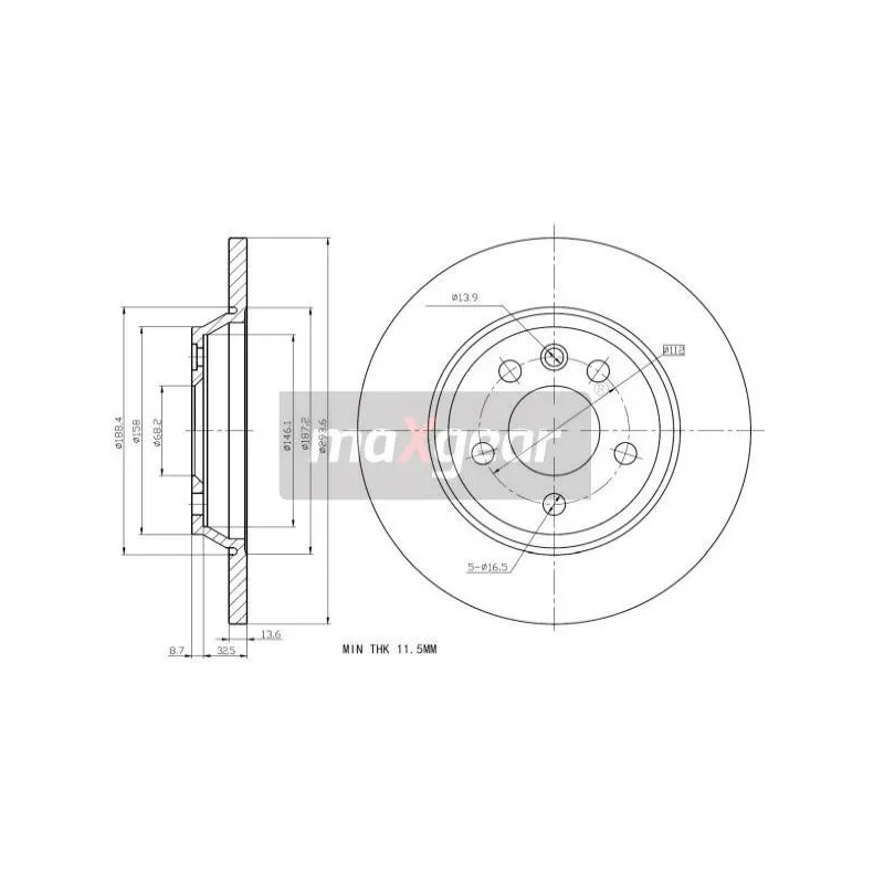 Jeu de 2 disques de frein arrière MAXGEAR 19-1218
