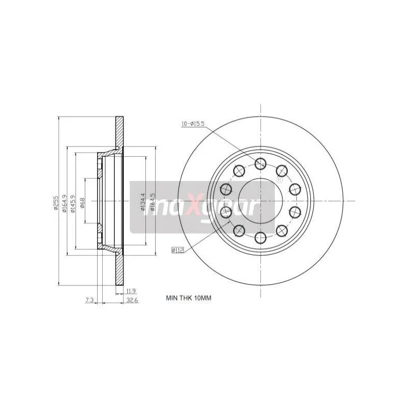 Jeu de 2 disques de frein arrière MAXGEAR 19-1219