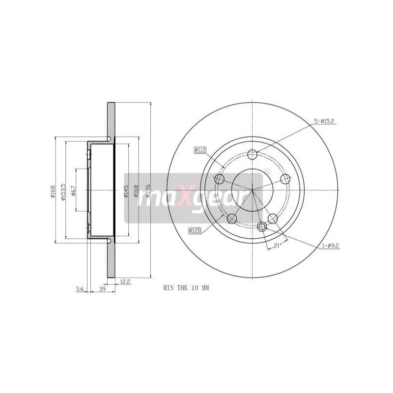 Jeu de 2 disques de frein avant MAXGEAR 19-1224