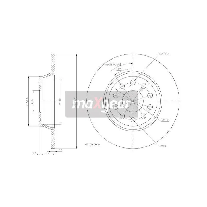 Jeu de 2 disques de frein arrière MAXGEAR 19-1229
