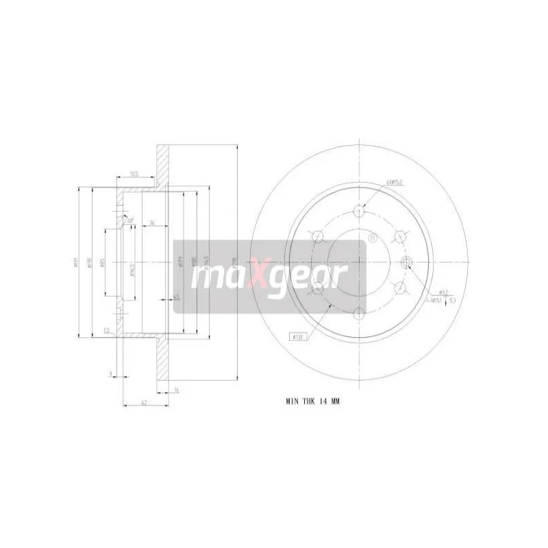 Jeu de 2 disques de frein arrière MAXGEAR 19-1235