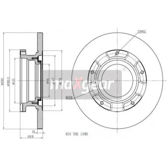 Jeu de 2 disques de frein arrière MAXGEAR 19-1237