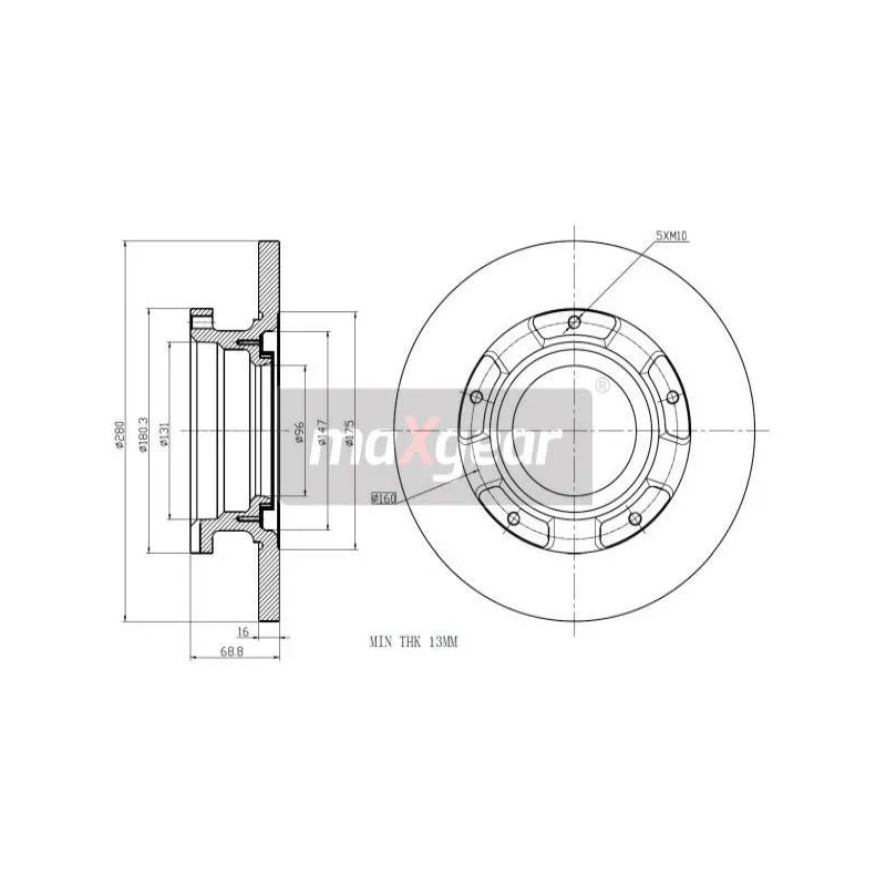Jeu de 2 disques de frein arrière MAXGEAR 19-1237