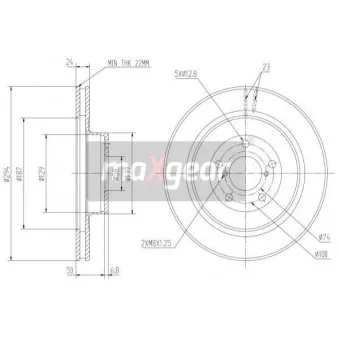 Jeu de 2 disques de frein arrière MAXGEAR 19-1255