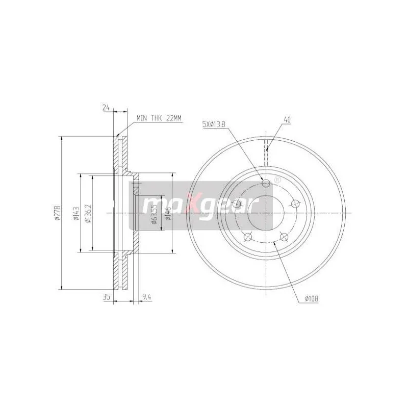 Jeu de 2 disques de frein avant MAXGEAR 19-1257