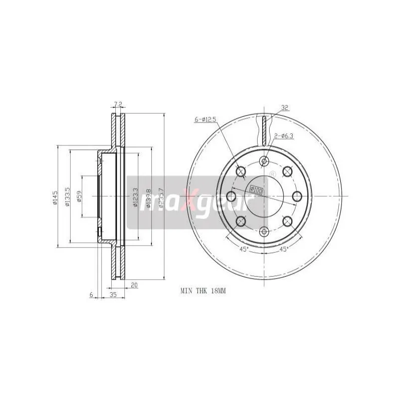 Jeu de 2 disques de frein avant MAXGEAR 19-1258