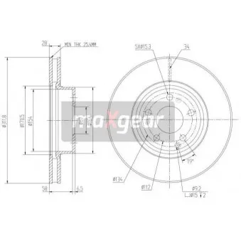 Jeu de 2 disques de frein avant MAXGEAR 19-1261