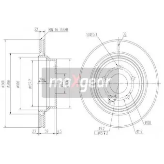 Jeu de 2 disques de frein arrière MAXGEAR 19-1262