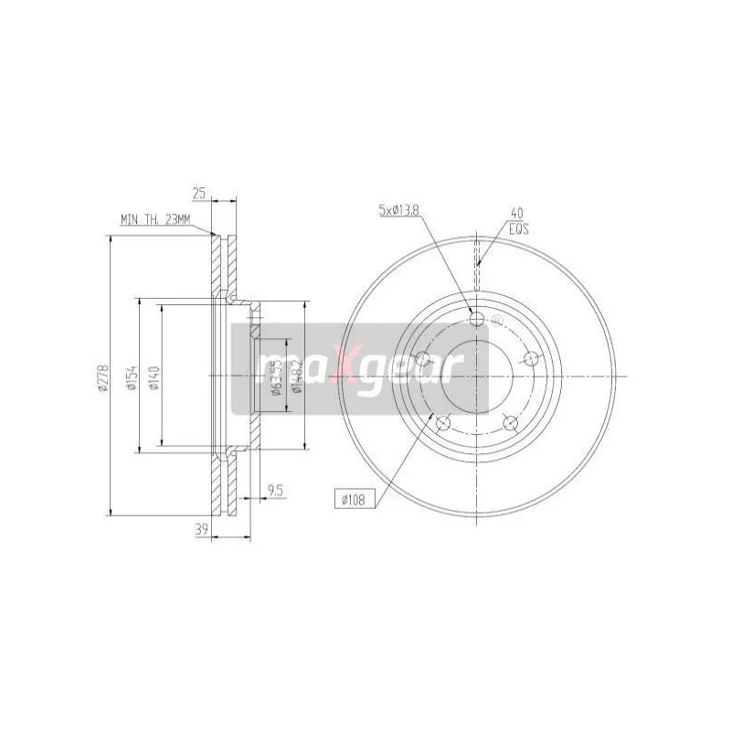 Jeu de 2 disques de frein avant MAXGEAR 19-1266
