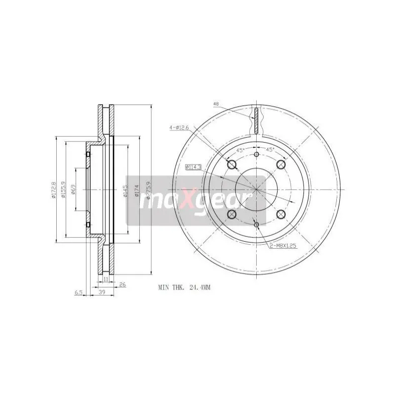 Jeu de 2 disques de frein avant MAXGEAR 19-1269