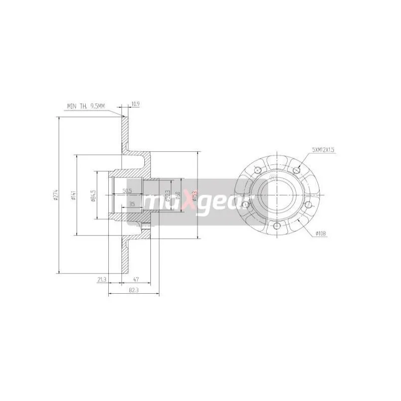 Jeu de 2 disques de frein arrière MAXGEAR 19-1276