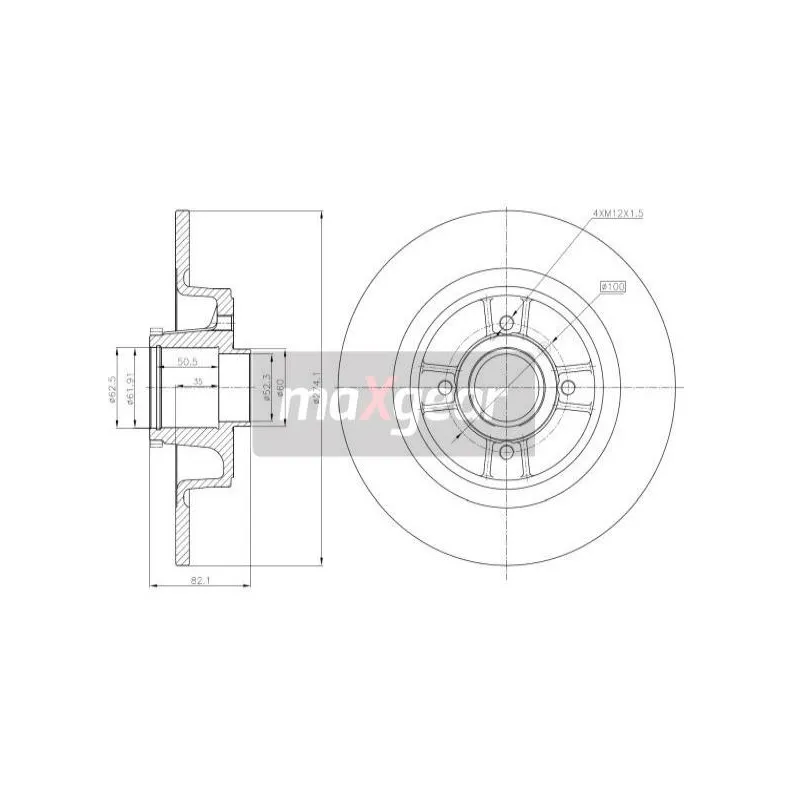 Jeu de 2 disques de frein arrière MAXGEAR 19-1278