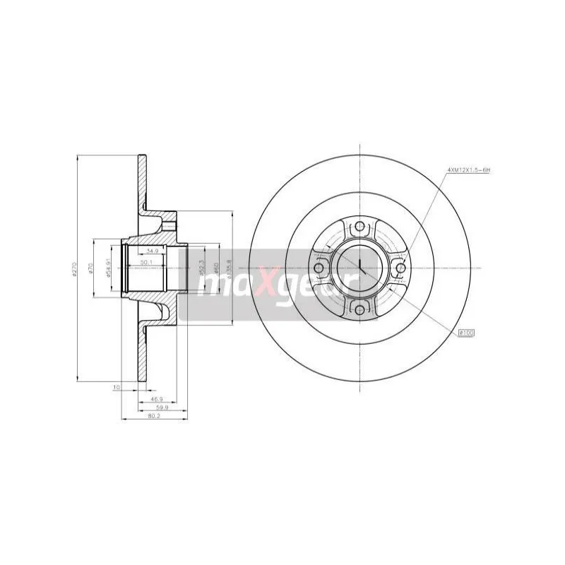 Jeu de 2 disques de frein arrière MAXGEAR 19-1279