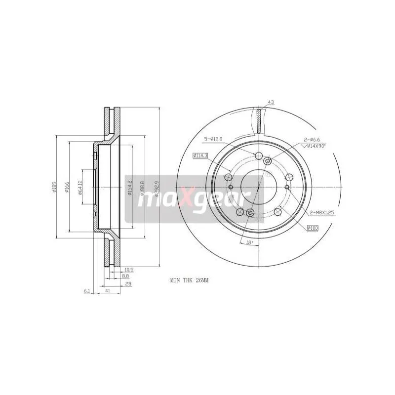 Jeu de 2 disques de frein avant MAXGEAR 19-1284