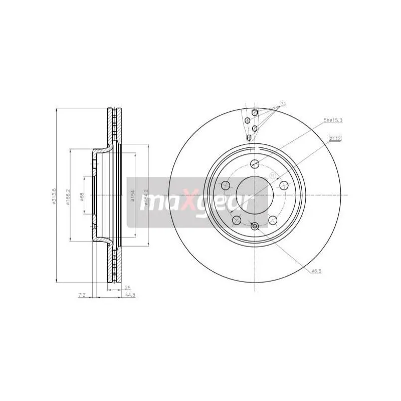 Jeu de 2 disques de frein avant MAXGEAR 19-1287