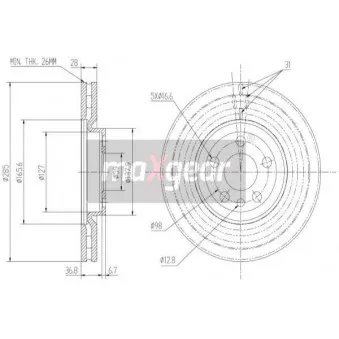 Jeu de 2 disques de frein avant MAXGEAR 19-1291