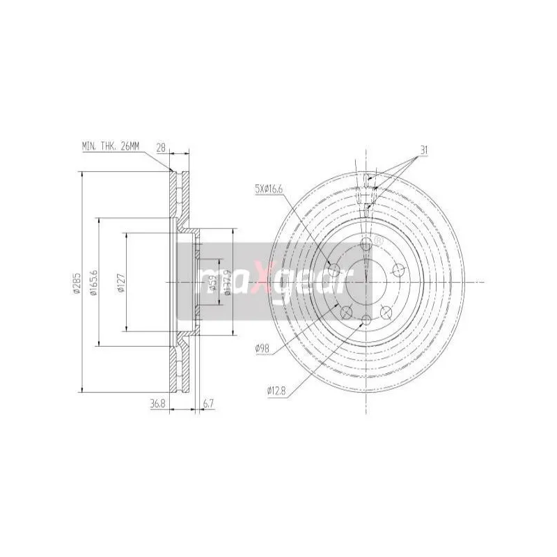 Jeu de 2 disques de frein avant MAXGEAR 19-1291