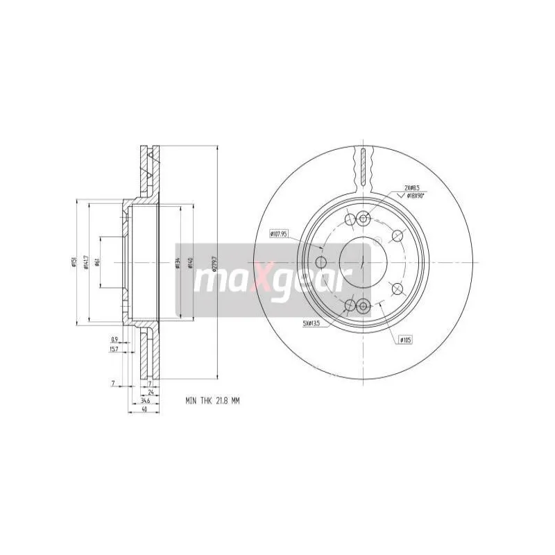 Jeu de 2 disques de frein avant MAXGEAR 19-1299