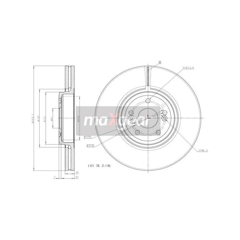 Jeu de 2 disques de frein avant MAXGEAR 19-1300