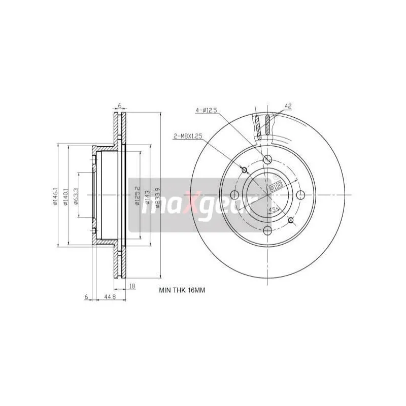 Jeu de 2 disques de frein avant MAXGEAR 19-1302