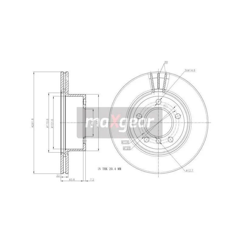 Jeu de 2 disques de frein avant MAXGEAR 19-1310