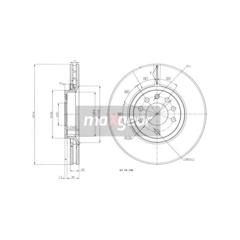 Jeu de 2 disques de frein avant MAXGEAR 19-1318