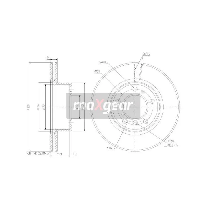 Jeu de 2 disques de frein avant MAXGEAR 19-1321MAX