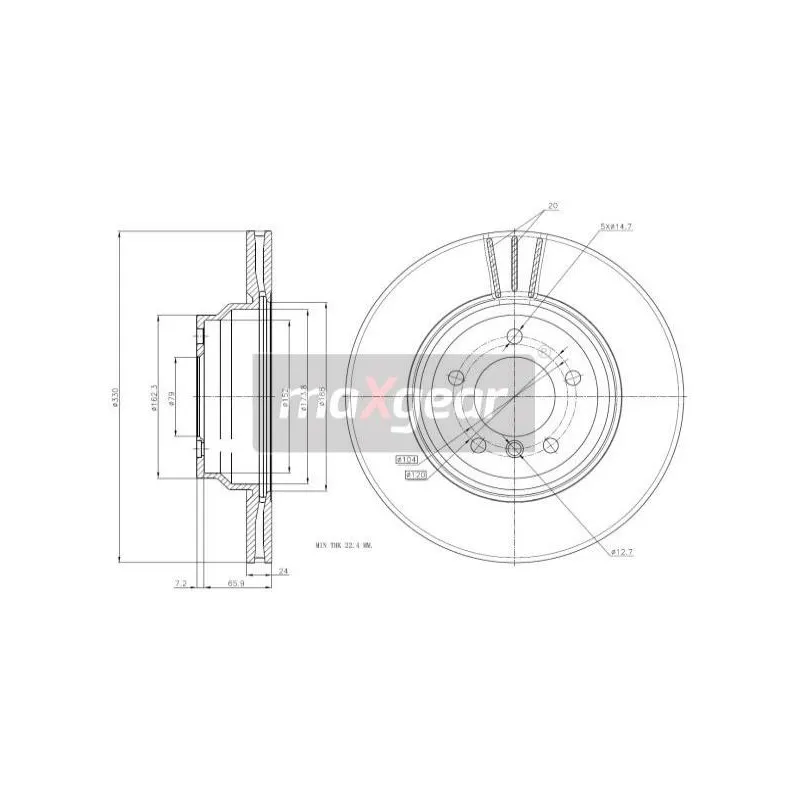 Jeu de 2 disques de frein avant MAXGEAR 19-1322