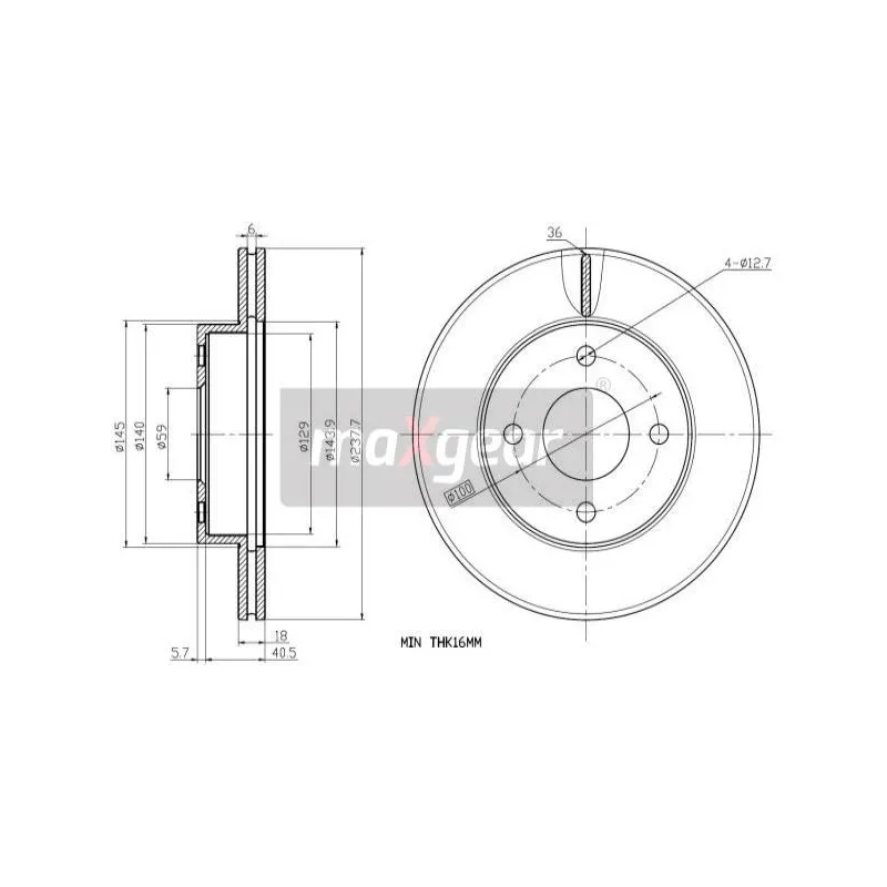 Jeu de 2 disques de frein avant MAXGEAR 19-1323