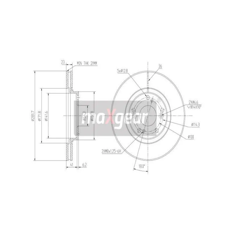 Jeu de 2 disques de frein avant MAXGEAR 19-1324