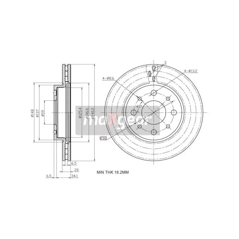 Jeu de 2 disques de frein avant MAXGEAR 19-1327