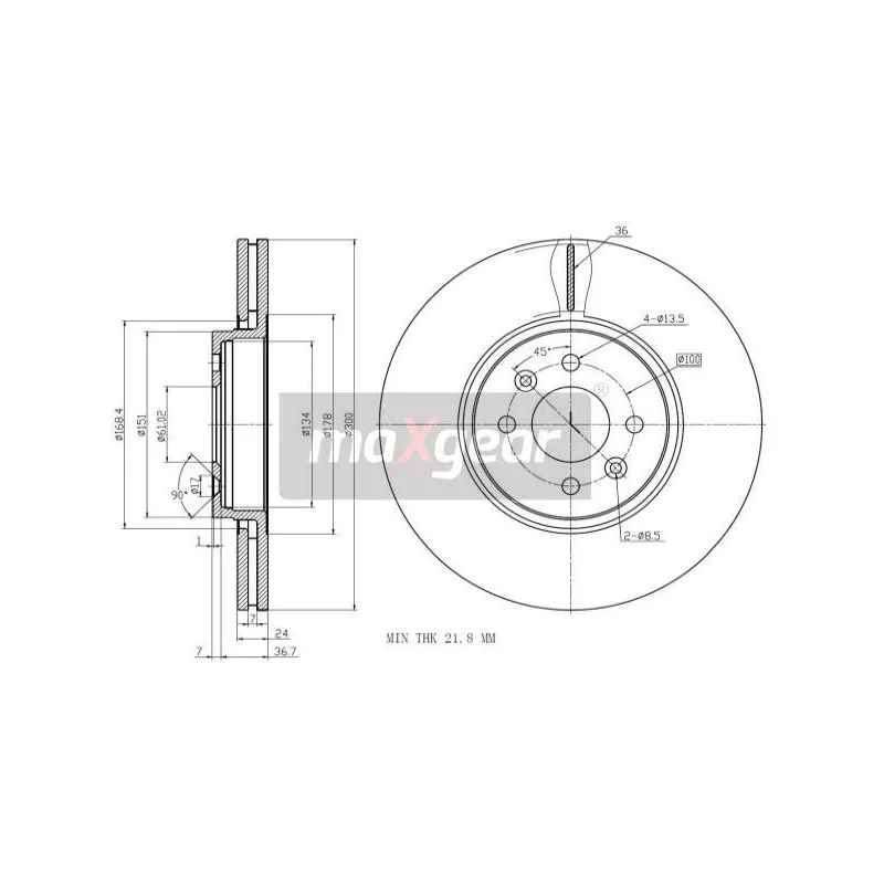 Jeu de 2 disques de frein avant MAXGEAR 19-1331