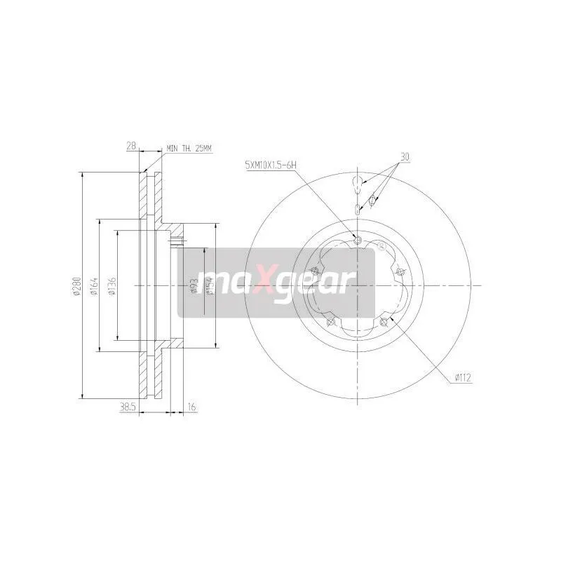 Jeu de 2 disques de frein avant MAXGEAR 19-1333