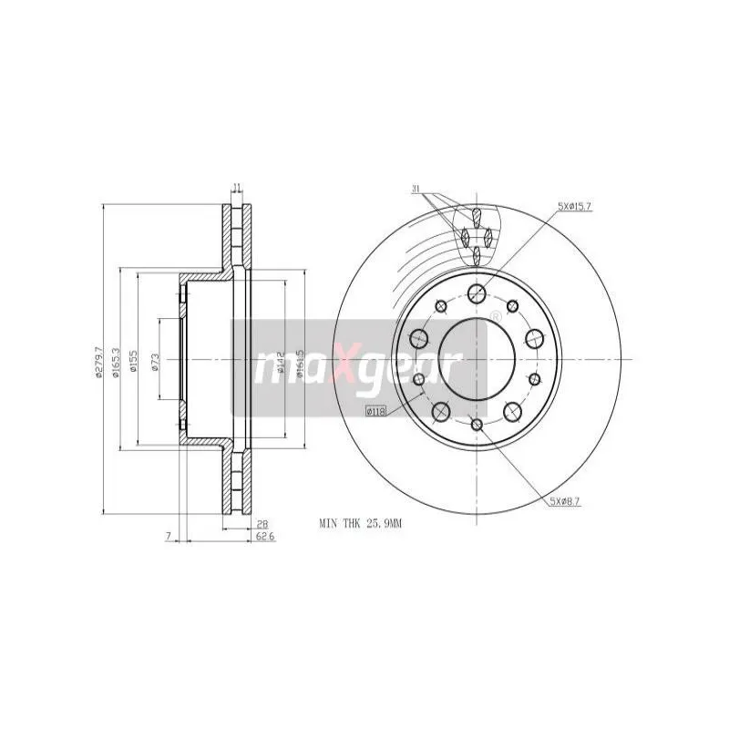 Jeu de 2 disques de frein avant MAXGEAR 19-1334