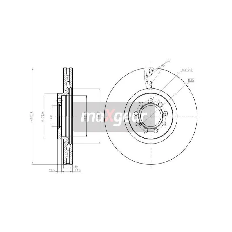 Jeu de 2 disques de frein avant MAXGEAR 19-1336