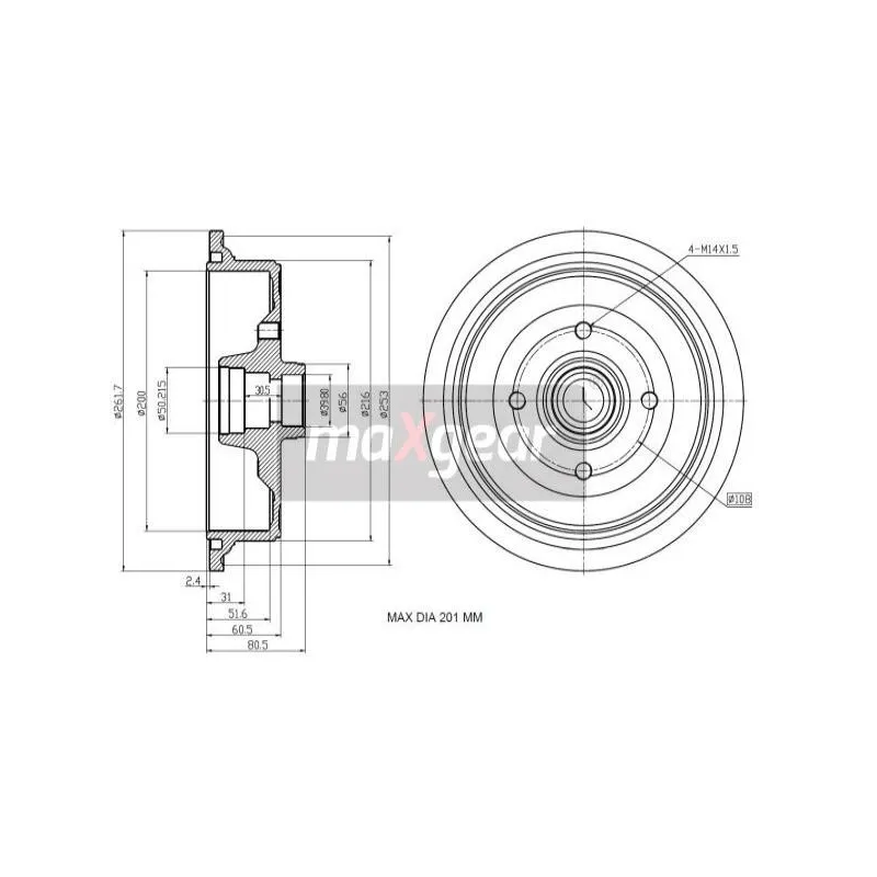 Tambour de frein MAXGEAR 19-1348