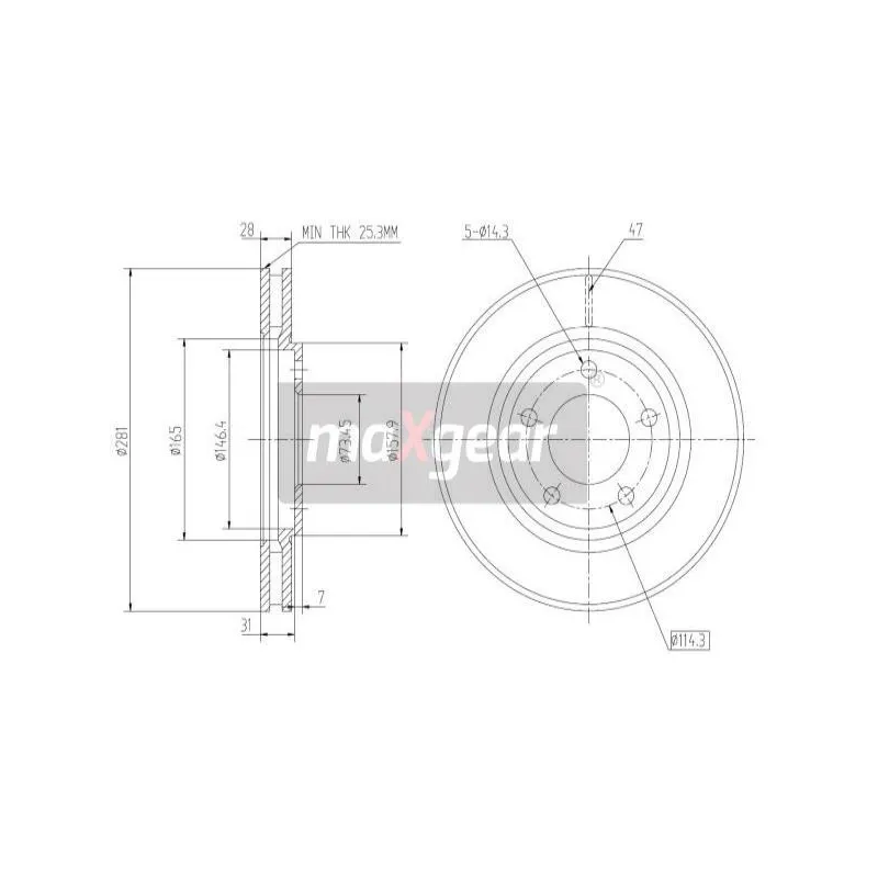 Jeu de 2 disques de frein avant MAXGEAR 19-1800