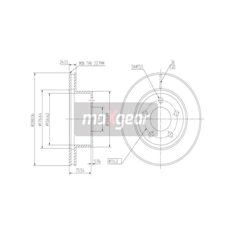 Jeu de 2 disques de frein avant MAXGEAR 19-1813