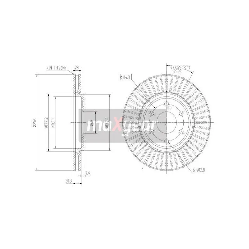 Jeu de 2 disques de frein avant MAXGEAR 19-1815