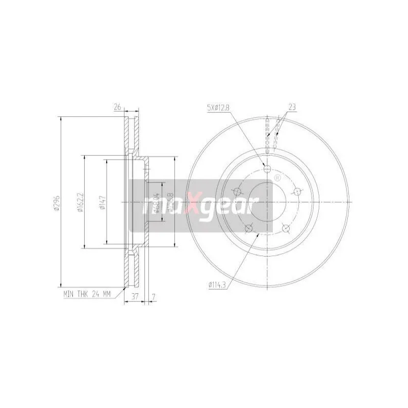 Jeu de 2 disques de frein avant MAXGEAR 19-1816