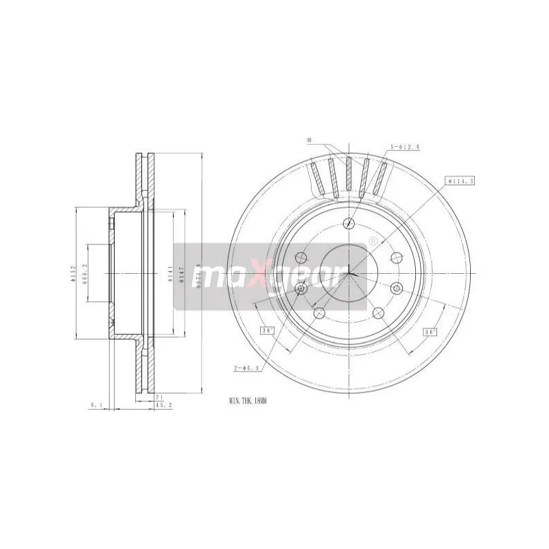 Jeu de 2 disques de frein avant MAXGEAR 19-1830