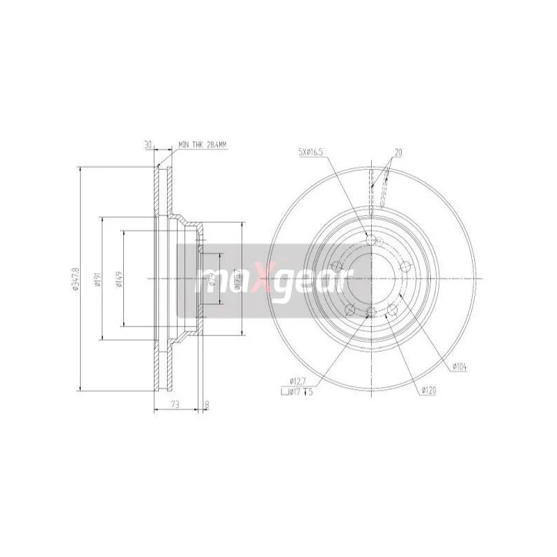 Jeu de 2 disques de frein avant MAXGEAR 19-1831