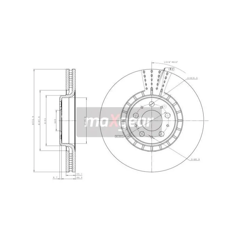 Jeu de 2 disques de frein avant MAXGEAR 19-1835