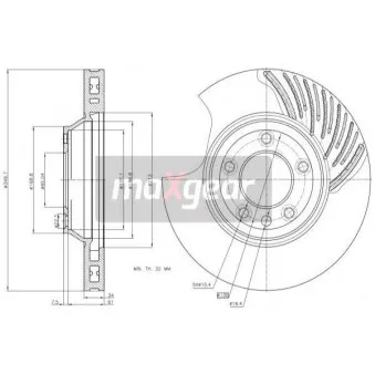 Disque de frein avant droit MAXGEAR 19-1837