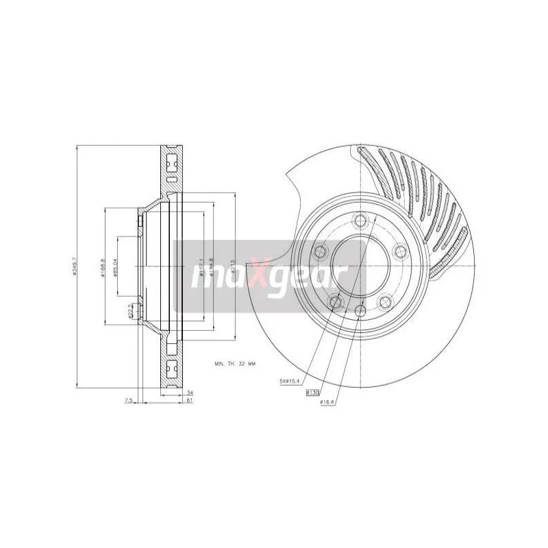 Disque de frein avant droit MAXGEAR 19-1837