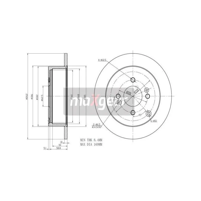 Jeu de 2 disques de frein arrière MAXGEAR 19-1842MAX